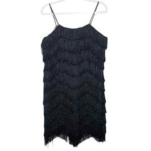 Vintage ON Fashion Women's Size 11 Chevron Fringe Rhinestone Trim Flapper Dress